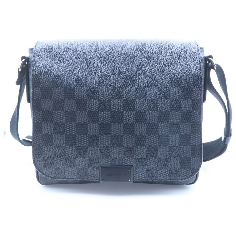 LOUIS VUITTON(ルイヴィトン) サイズ:－ ダミエ グラフィット ディストリクト PM ショルダーバッグ メッセンジャーバッグ ブラック レザー×PVC N41260 シルバー金具【中古】【程度B】【カラーブラック】【取扱店舗新宿】
