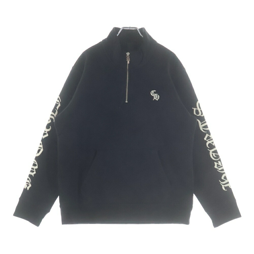 CHROME HEARTS(クロムハーツ) 大きさ:M Y NOT SLO RIDE ロゴタイプ刺しゅう ハーフジップスウェット 調教師 黒いこと【中古】【度合いB】【色つや黒いこと】【取りまわしバス発着場渋谷】
