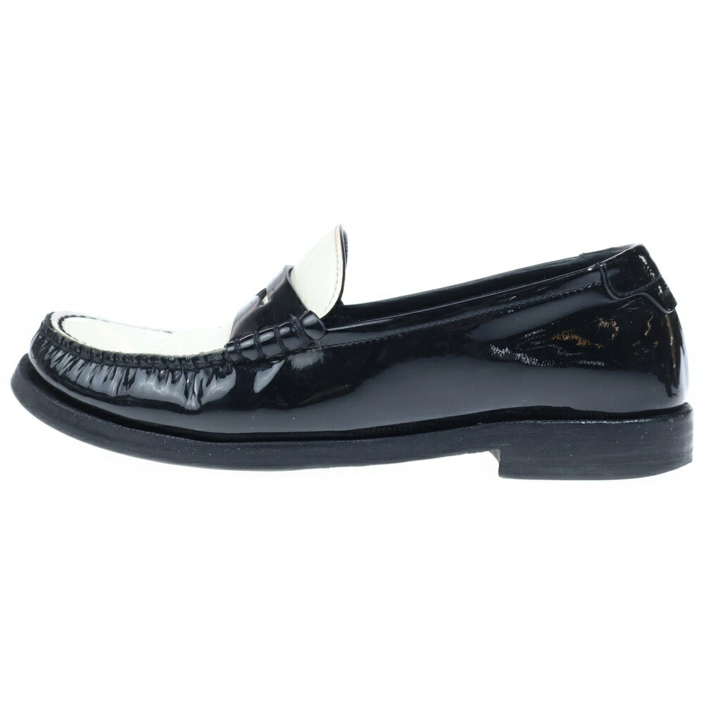 SAINT LAURENT PARIS(サンローランパリ) 大きさ:36 Le Loafer Penny Slippers 専売特許 ル 置き目毛革 ペニー 家庭用スリッパ シューズ レディース 黒いこと/白いこと【中古】【座標軸B】【色合い黒いこと】【オンライン押さえる商いもの】