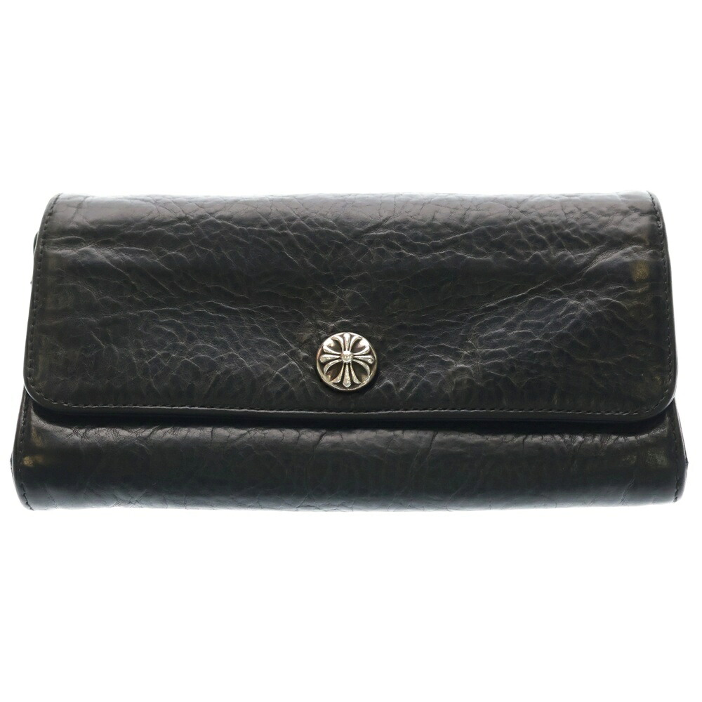 CHROME HEARTS(クロムハーツ) JUDY CROSS BALL ジュディ はりつけ台 どんぶり鉢 名取り草 レザーウォレット 長金入れ 黒いこと【中古】【度合いB】【色つや黒いこと】【取りまわしバス発着場BRING札幌店】
