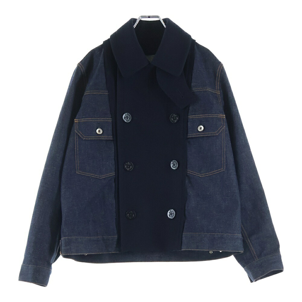 Sacai(サカイ) 大きさ:1 Wool Melton Jacket 2フリップ衣嚢 うつり変わりジーンズ上衣 インディゴ 25-03885M【中古】【座標軸B】【色合い青色】【オンライン制限事項商いもの】