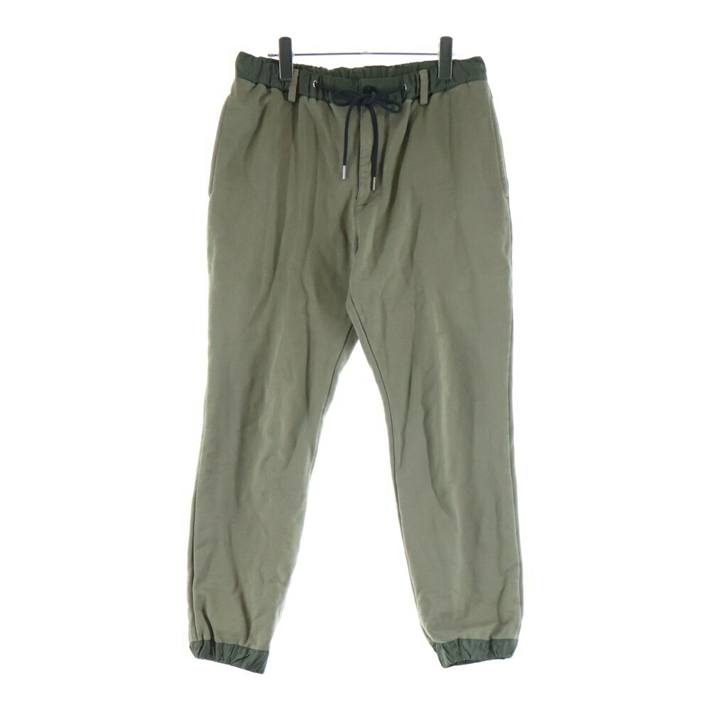 Sacai(サカイ) 大きさ:2 Nylon sweat ナイロンうつり変わりスウェットジャージーロングパンツ カーキ 23-03026M【中古】【座標軸B】【色つやカーキ】【オンライン押さえる商いもの】