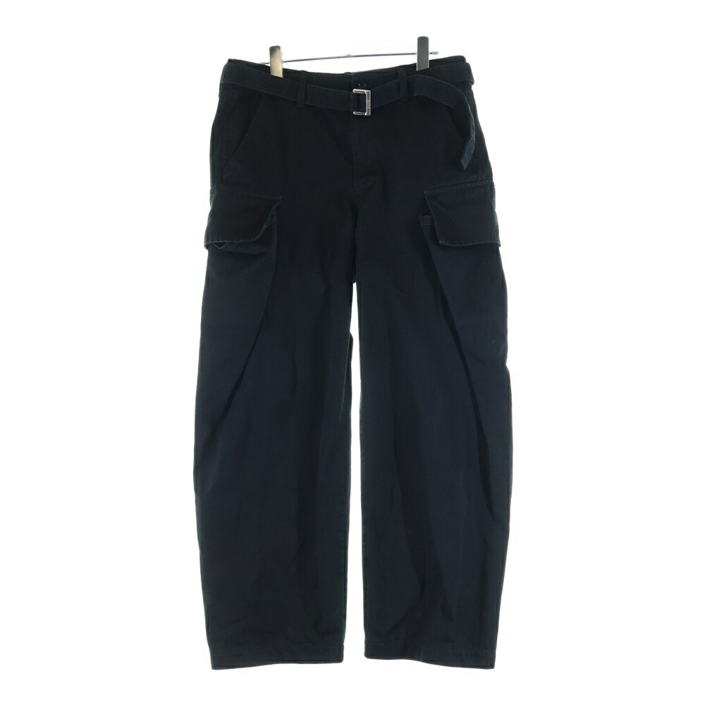 Sacai(サカイ) サイズ:2 Cotton Chino Pants ウエストベルト カーゴパンツ ブラック 25-03768M【中古】【程度B】【カラーブラック】【オンライン限定商品】