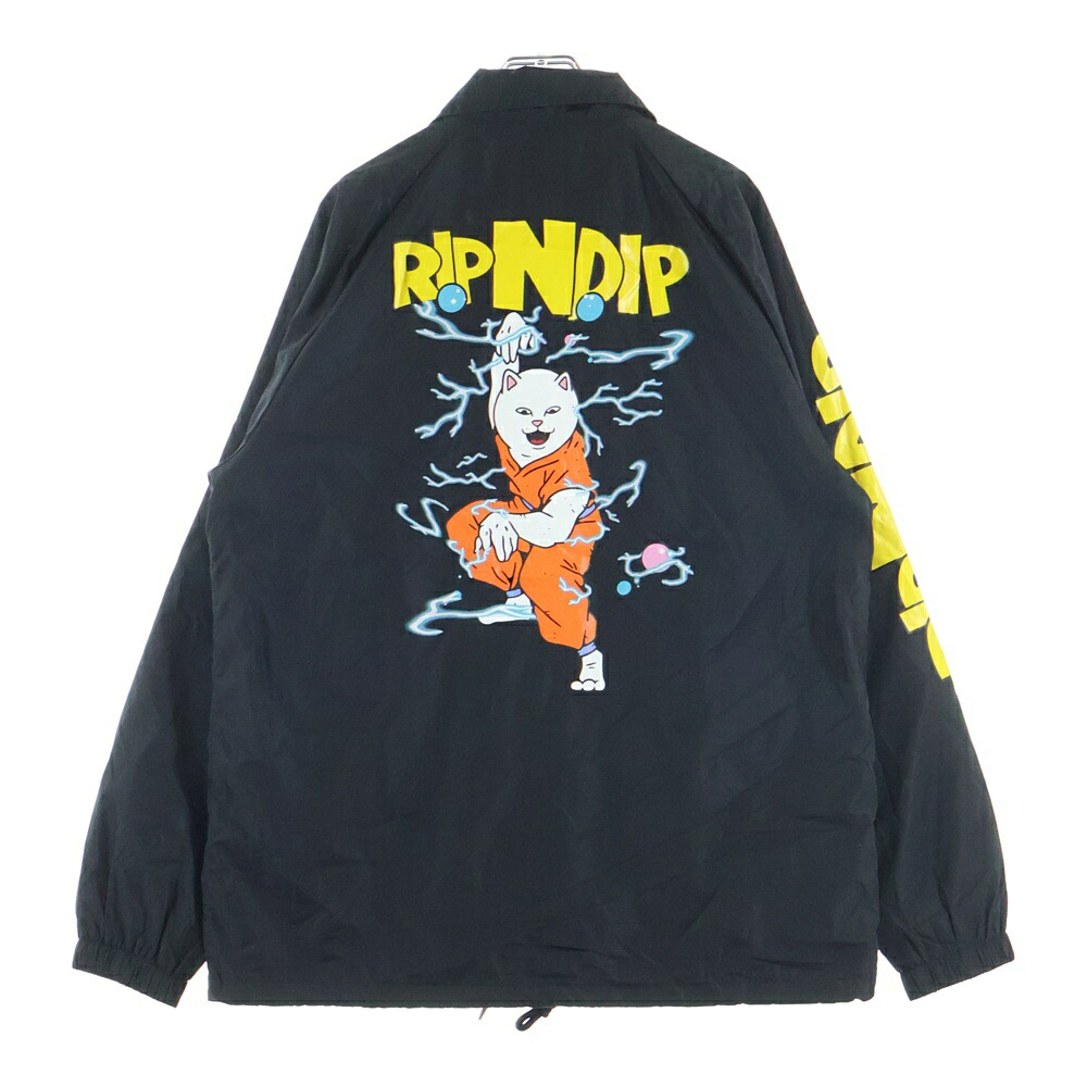 RIPN DIP(リップンディプ) 大きさ:L Super Sanerm Coaches Jacket ナイロン コーチジャケット 黒いこと【中古】【座標軸B】【色つや黒いこと】【取りまわしバス発着場BRING聖堂店】