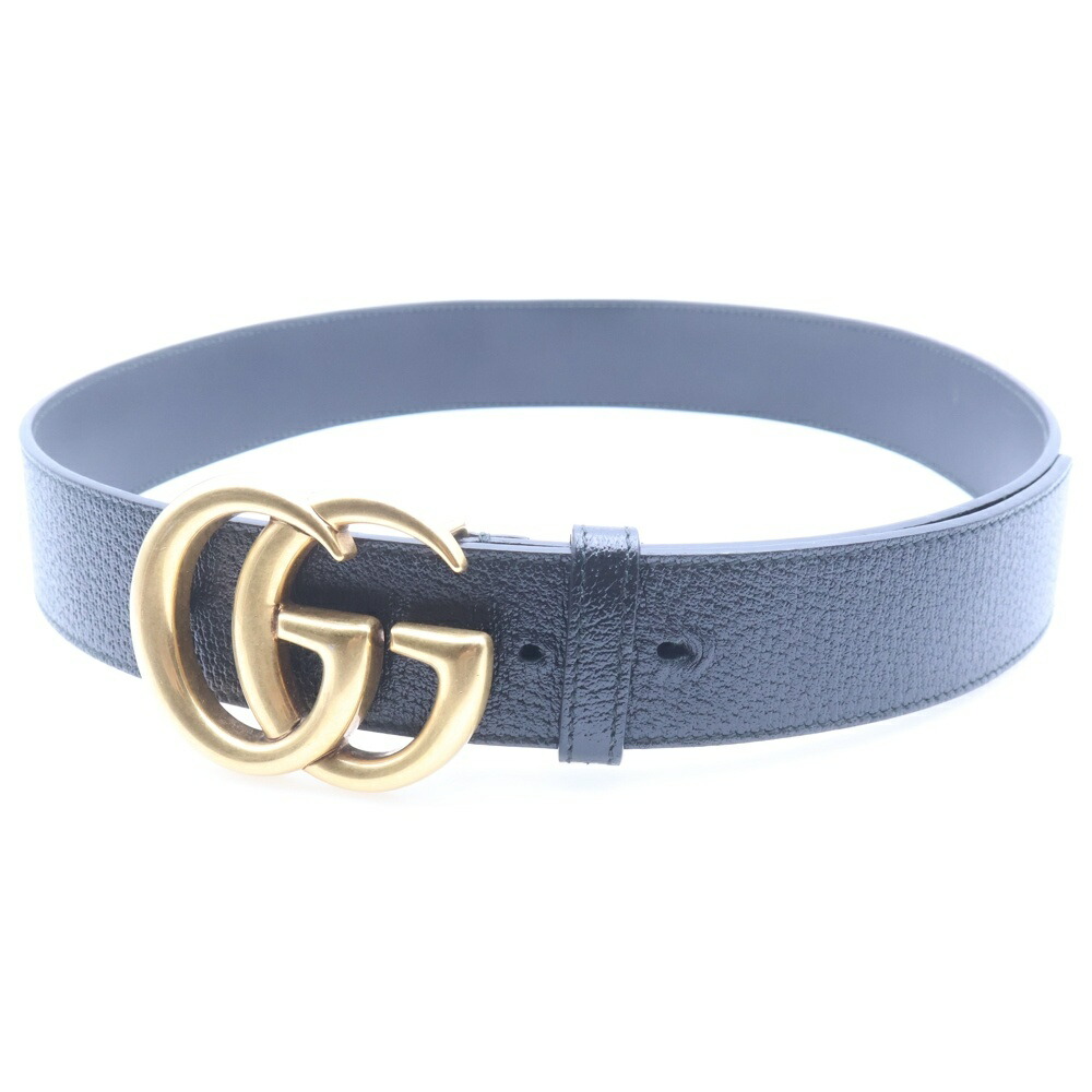 GUCCI(グッチ) 大きさ:80/32 GGマーモント なめし革胴締め 黒いこと ゴールド金具 406831【中古】【座標軸B】【色つや黒いこと】【オンライン押さえる商いもの】