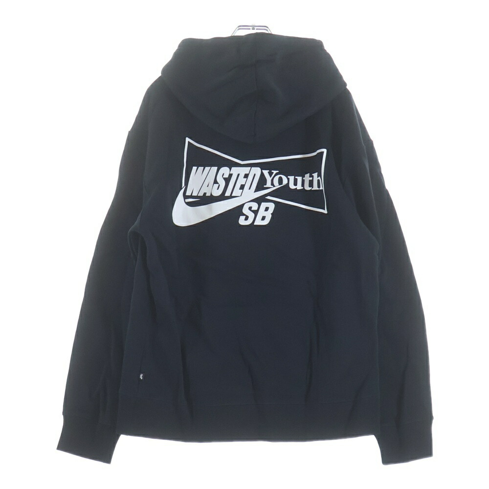 NIKE SB(ナイキエスビー) サイズ:M ×Wasted Youth ウェステッドユース ロゴプリント スウェット プルオーバーパーカー ブラック【新古品/中古】【程度S】【カラーブラック】【取扱店舗BRING KICKS】