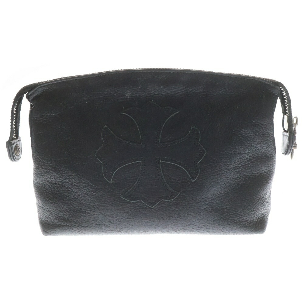 CHROME HEARTS(クロムハーツ) INSANITY CH PLS インサニティ CHプラスパッチレザーポーチ 黒いこと【中古】【度合いC】【色つや黒いこと】【取りまわしバス発着場OneStyle名古屋運動場店】