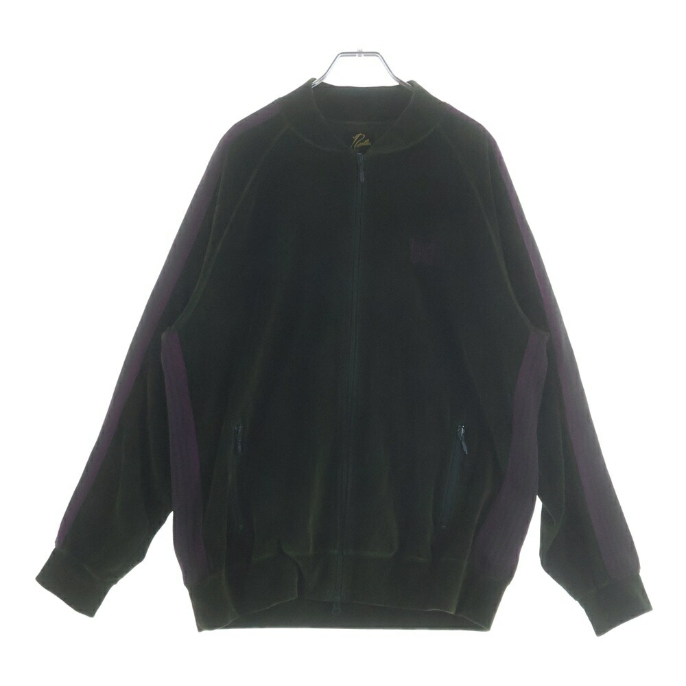 Needles(ニードルス) 大きさ:XL 21AW VELOUR TRACK JACKET 天鵞絨 ロゴタイプ青写真 ジップアップ 貨物自動車上衣 カーキ J0227【中古】【座標軸B】【色合いカーキ】【取りまわしバス発着場BRING廟堂店】