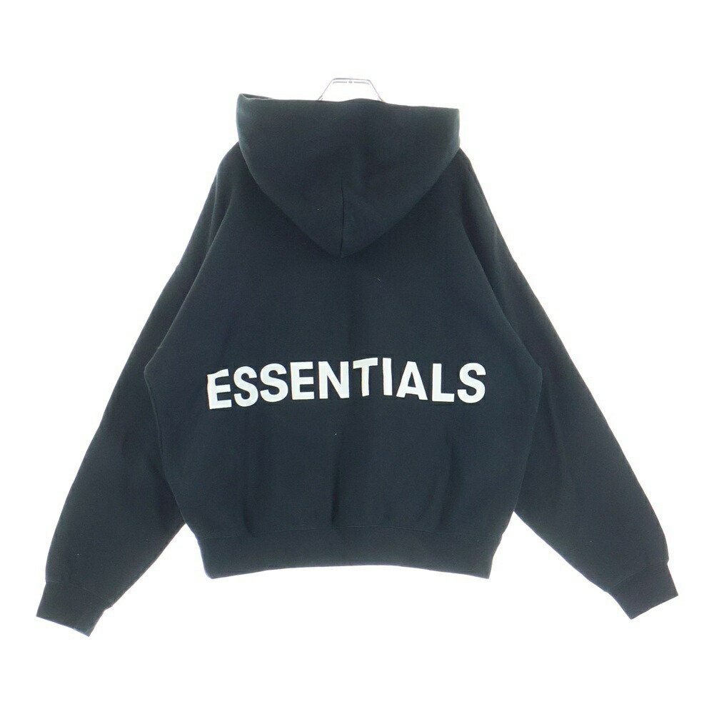 FEAR OF GOD ESSENTIALS(フィアオブゴッド エッセンシャルズ) 大きさ:S うしろ側ロゴタイプ ティーシャツパーカー フーディー 黒いこと【中古】【度合いB】【色つや黒いこと】【オンライン押さえる商いもの】