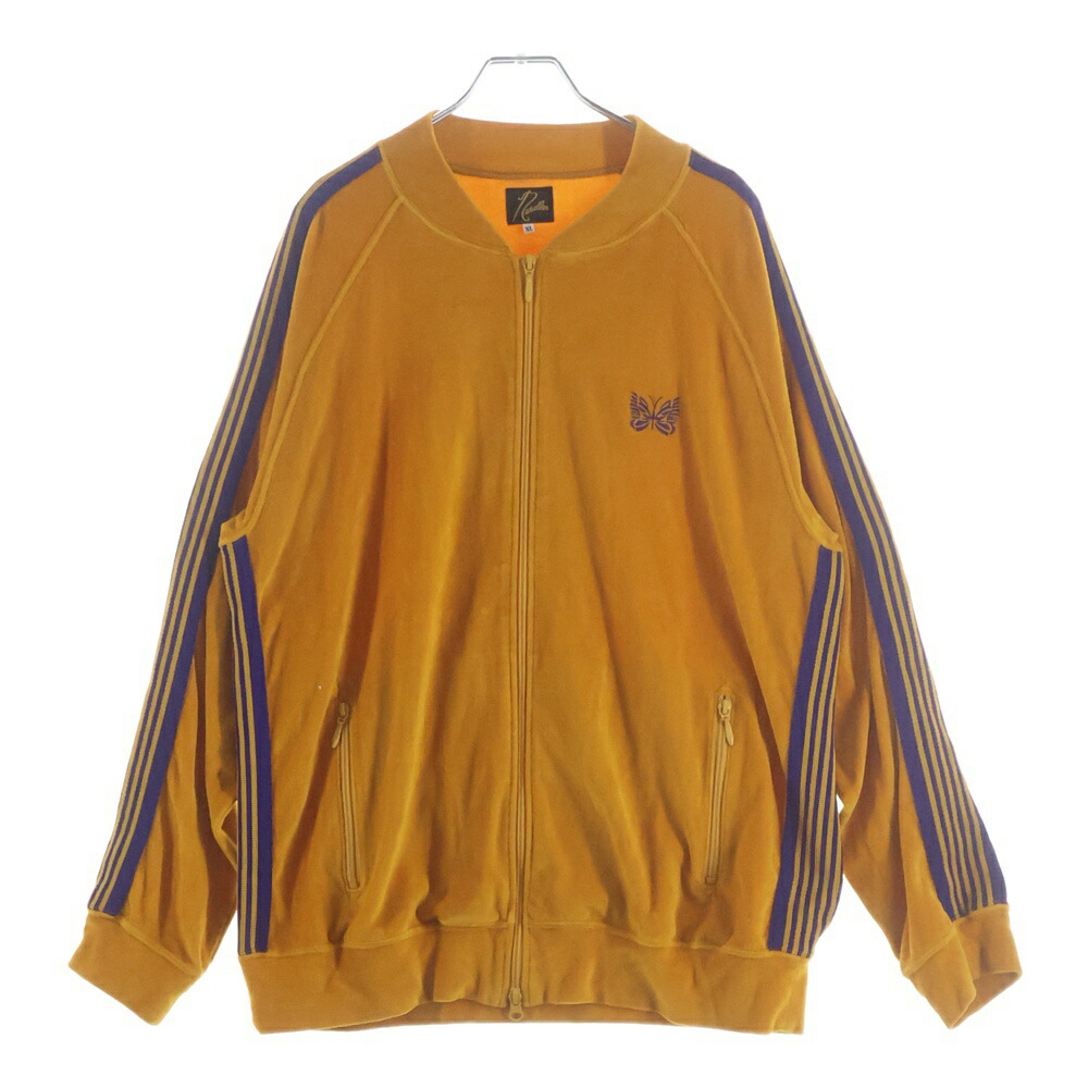 Needles(ニードルス) 大きさ:XL VEIOUR RIB COLLAR TRACK JACKET 肋材 色合い ロゴタイプ青写真 ジップアップ 天鵞絨 貨物自動車上衣 黄色 GL220【中古】【座標軸B】【色合い黄色】【取りまわしバス発着場BRING有楽町マルイ店】