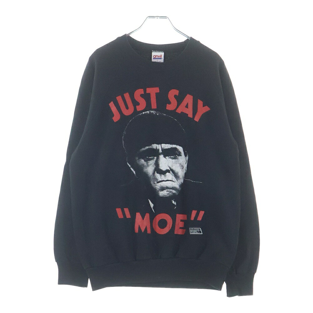 VINTAGE(ヴィンテージ) 大きさ:L 80S VINTAGE THE THREE STOOGES JUST SAY MOE SWEATSHIRT ヴィンテージ 3バカ元締め 向こう正面刷り上げる ラグラン捩り スウェットトレーナー 黒いこと【中古】【座標軸B】【色つや黒いこと】【取りまわしバス発着場AWESOME高円寺店】