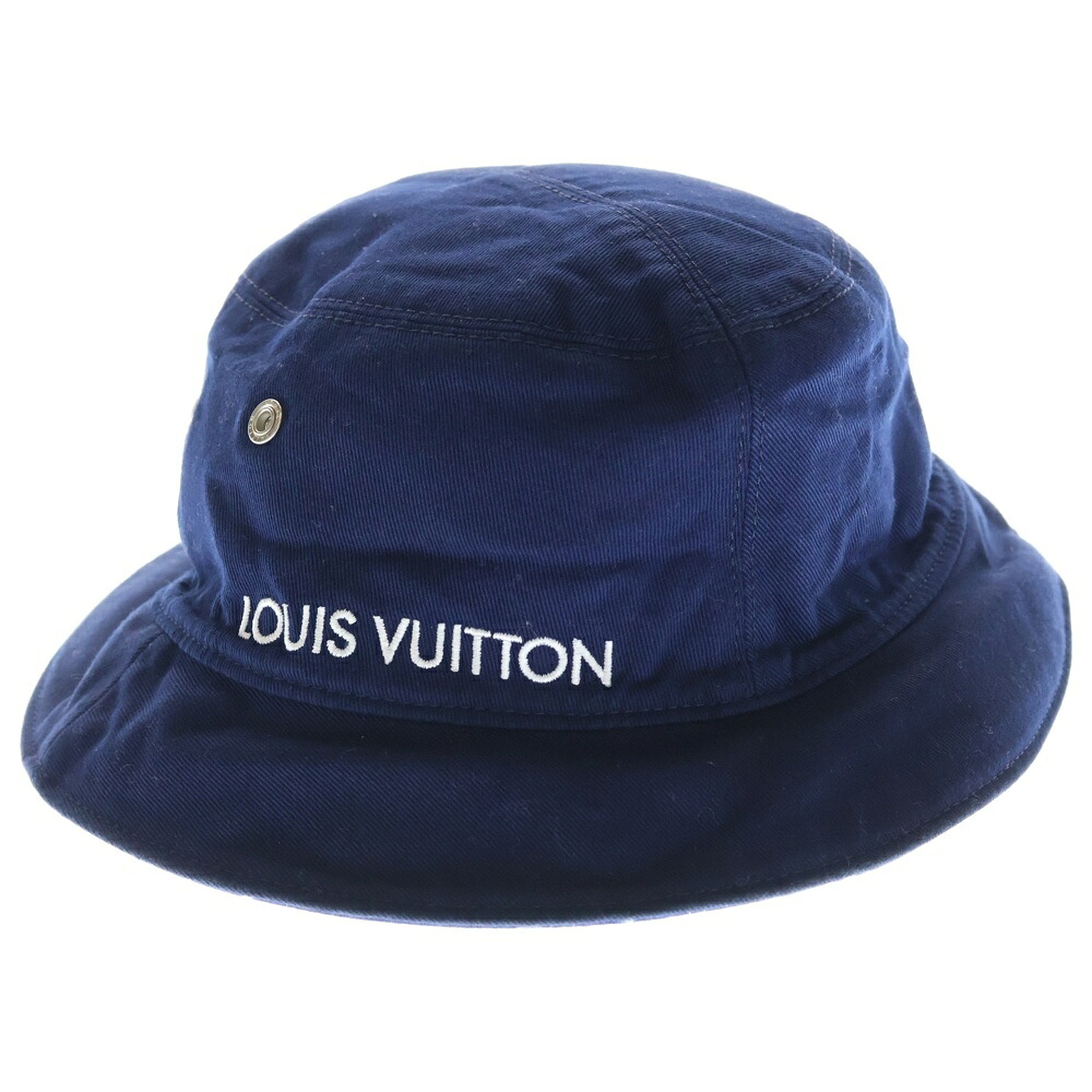 LOUIS VUITTON(ルイヴィトン) ボネ モノグラム ペイズリー柄 ロゴタイプ刺しゅう リヴァーシブル 井戸釣瓶かぶり笠 米国海軍/青碧 MP3345【中古】【座標軸B】【カラーネイビー】【取りまわしバス発着場渋谷】