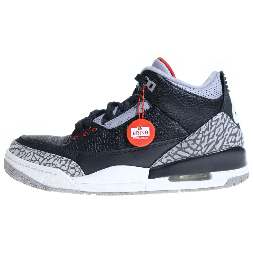 NIKE(ナイキ) 大きさ:US9/27m AIR JORDAN 3 RETRO OG エアジョーダン3 ミドルカットスニーカー 黒いこと/薄墨色 US9/27m 854262-001【中古】【度合いA】【色つや黒いこと】【取りまわしバス発着場BRING仙台店】