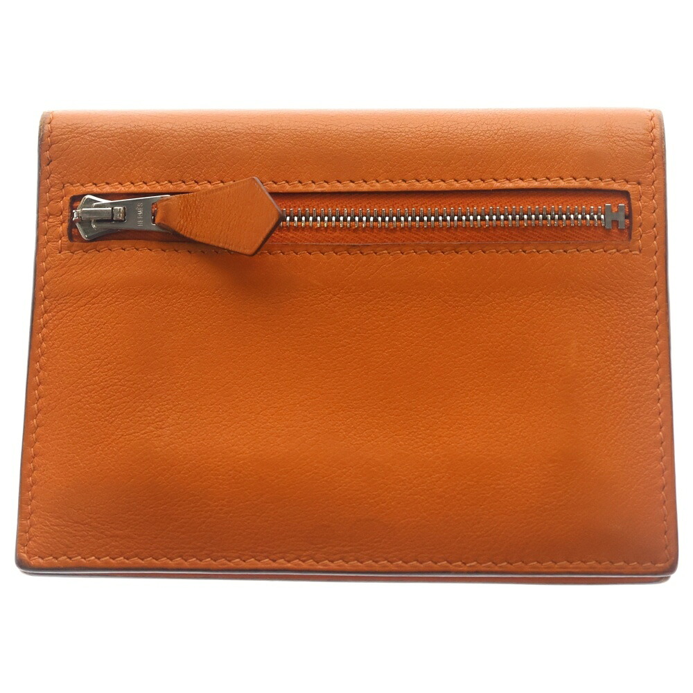 HERMES(エルメス) ジップザップ コンパクトウォレット オレンジ色 □L目じるし【中古】【座標軸B】【色合いオレンジ色】【取りまわしバス発着場BRING心斎橋店】
