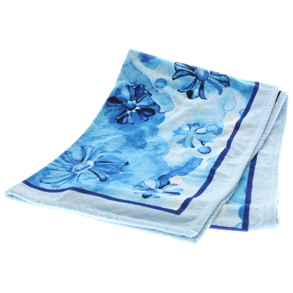 CHROME HEARTS(クロムハーツ) BEACH TOWEL CHプラスロゴパイル地砂浜西洋手ぬぐい【中古】【座標軸A】【色合い青色】【取りまわしバス発着場AWESOME名古屋店】