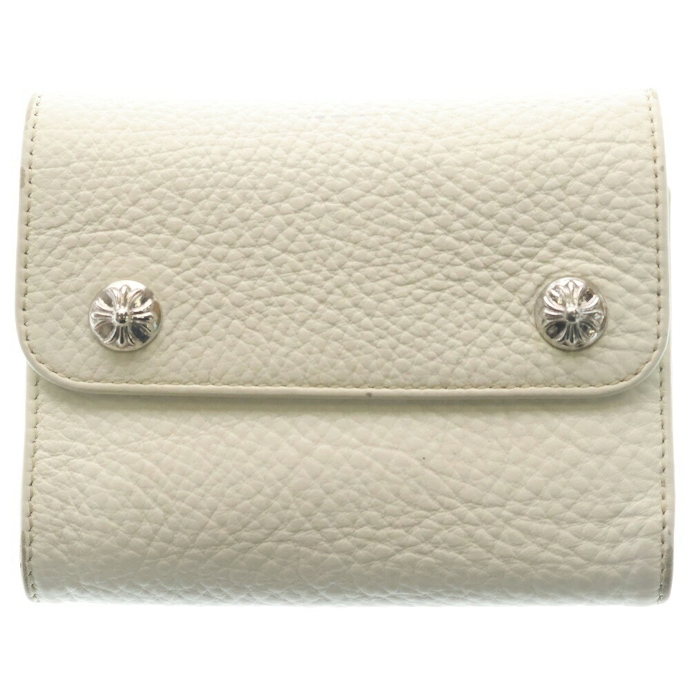 CHROME HEARTS(クロムハーツ) WAVE MINI ウェーブミニ レザーウォレット 金入れ 白いこと BCA373【中古】【度合いB】【色つや白いこと】【取りまわしバス発着場BRING梅田茶屋町店】