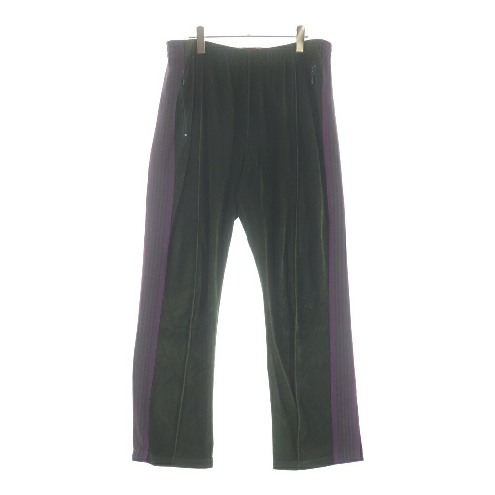 Needles(ニードルス) 大きさ:XL NARROW TRACK PANT VELOUR ナロー ロゴタイプ絵図面 天鵞絨 貨物自動車ズボン下 カーキ J0229【中古】【座標軸B】【色合いカーキ】【取りまわしバス発着場BRING THRIFT CLOSET 幕張店】