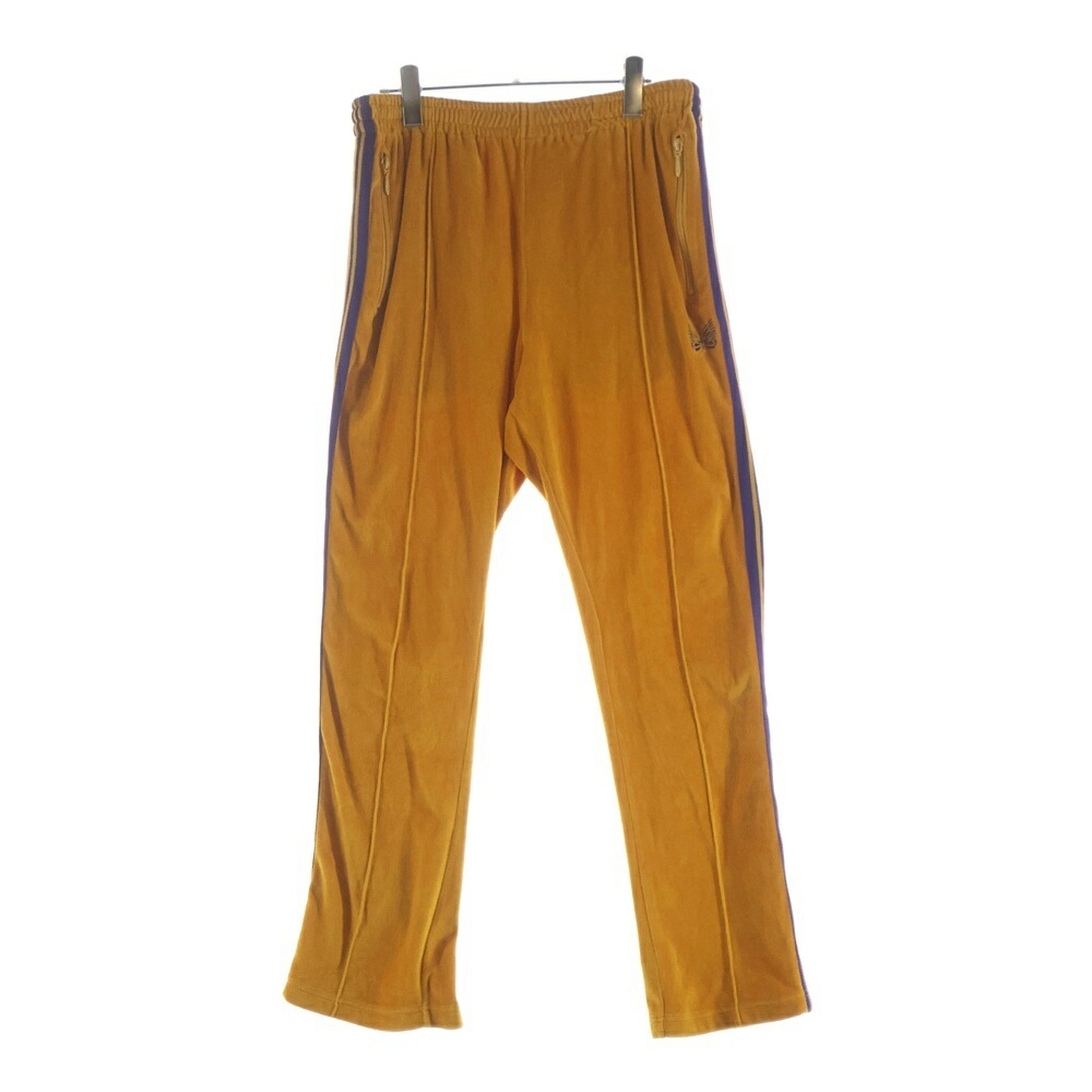 Needles(ニードルス) 大きさ:L NARROW TRACK PANT VELOUR ナロー 天鵞絨 ロゴタイプ青写真 生産ラインズボン下 黄色 GL221【中古】【座標軸B】【色合い黄色】【取りまわしバス発着場BRING横浜ビブレ店】