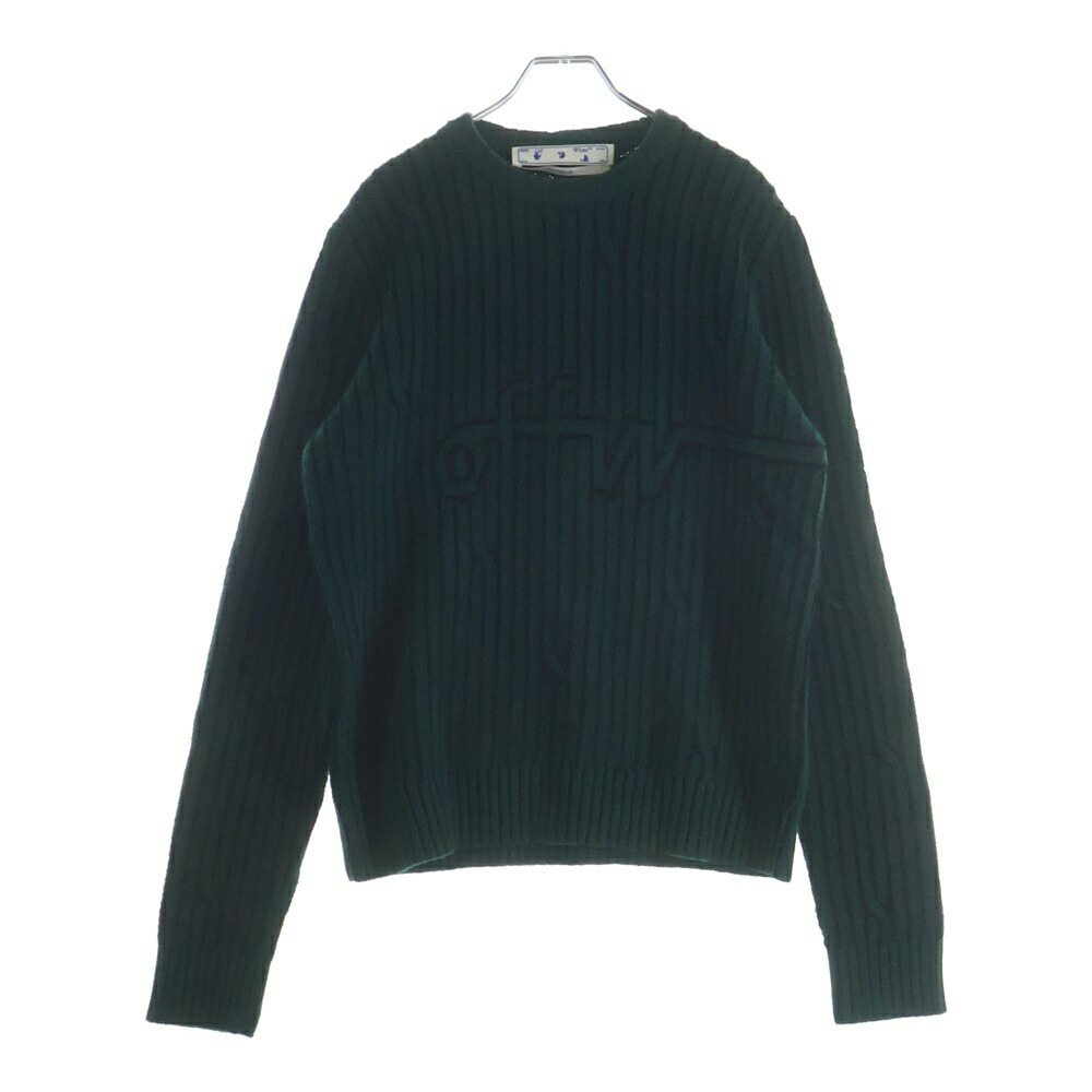 OFF-WHITE(象牙色) 大きさ:M 20AW Cable Knit Sweater 労働者の一団のど首 ケーブルニットセーター 緑であること OMHE043E20KNI001【新古品/中古】【座標軸S】【色合い緑であること】【取りまわしバス発着場原宿】