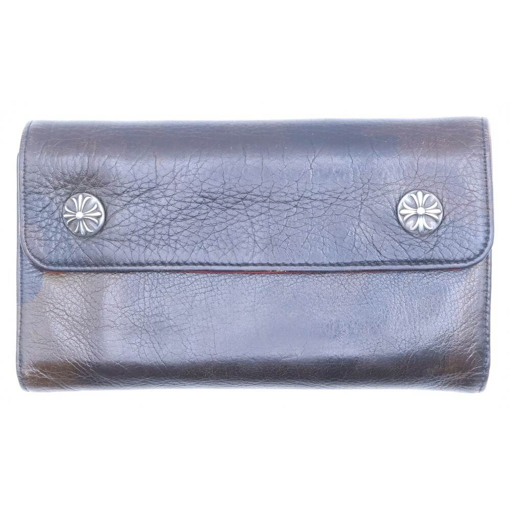 CHROME HEARTS(クロムハーツ) WAVE 縮くれる レザーウォレット がま口 カーキ【中古】【座標軸B】【色合いカーキ】【取りまわしバス発着場BRING梅田茶屋町店】 財布・ケース-メンズ財布-バッグ・小物・ブランド雑貨