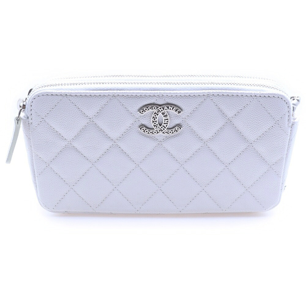 CHANEL(シャネル) マトラッセ チェーンウォレット 白いこと キャビア人はだ しろがね色金具 AP3837【中古】【座標軸A】【色つや白いこと】【取りまわしバス発着場BRING：RED新宿東口店】