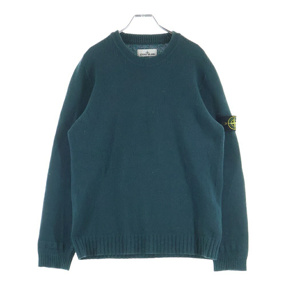 STONE ISLAND(ストーンアイランド) サイズ:M ロゴワッペン クルーネックセーター ニット グリーン 7715524A3【中古】【程度B】【カラーグリーン】【取扱店舗BRING札幌店】