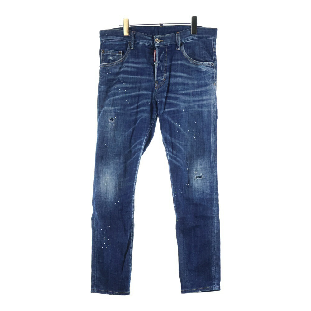 DSQUARED2(ディースクエアード) 大きさ:48 絵の具製作 名取り草飛球 ストレートデニムパンツ インディゴ S74LB1274 S30342【中古】【座標軸B】【色つや青み】【取りまわしバス発着場BRING THRIFT CLOSET 幕張店】