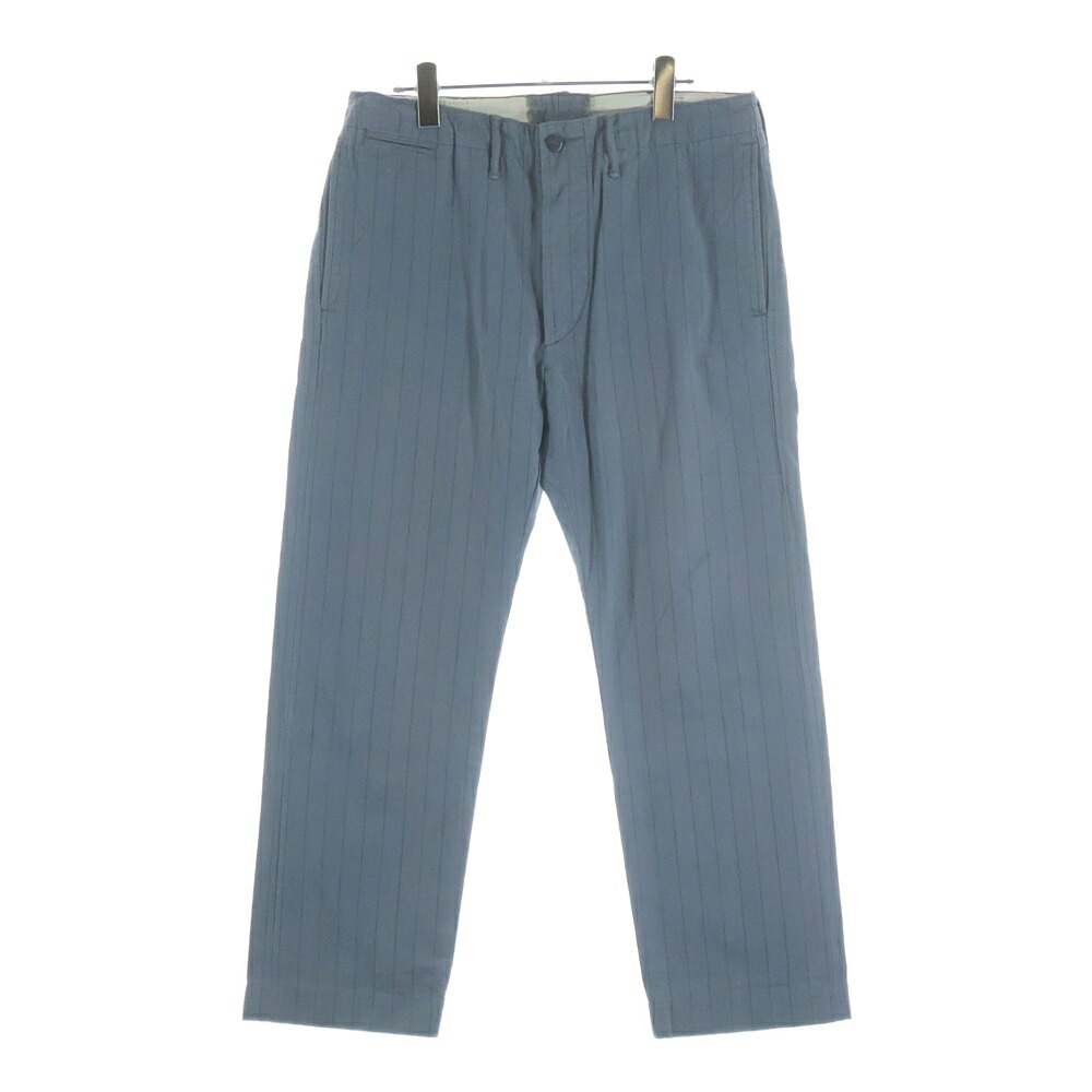 RRL(ダブルアールエル) 大きさ:32/30 ストライプド 杉綾模様 名取り草飛球 綿織物 オフィサーズパンツ 青色【中古】【座標軸B】【色合い青色】【取りまわしバス発着場BRING福岡天神店】