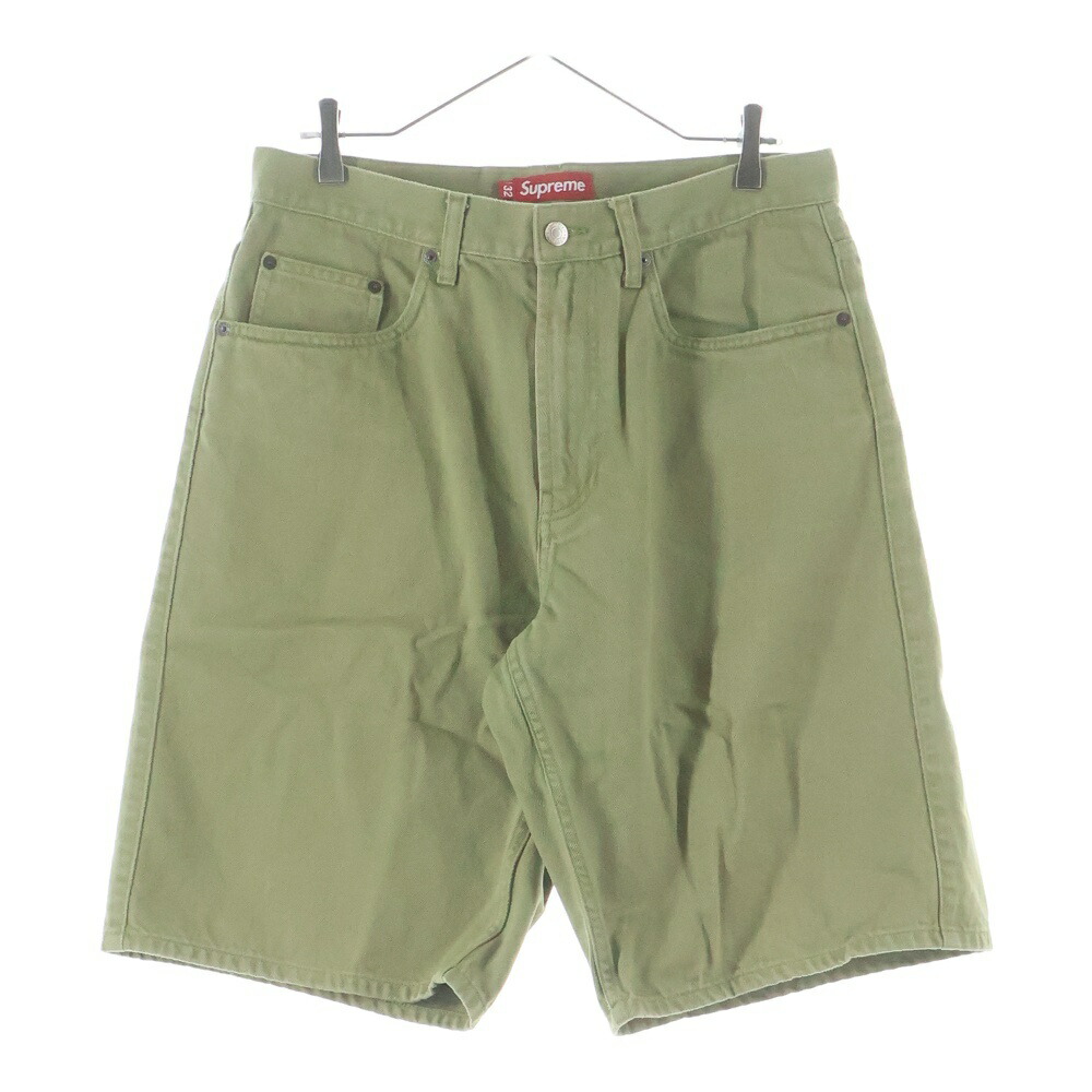 SUPREME(シュプリーム) 大きさ:32 24SS Baggy Denim Short 乳母車 デニムショートパンツ カーキ【中古】【度合いA】【色つやカーキ】【取りまわしバス発着場BRING福岡天神店】