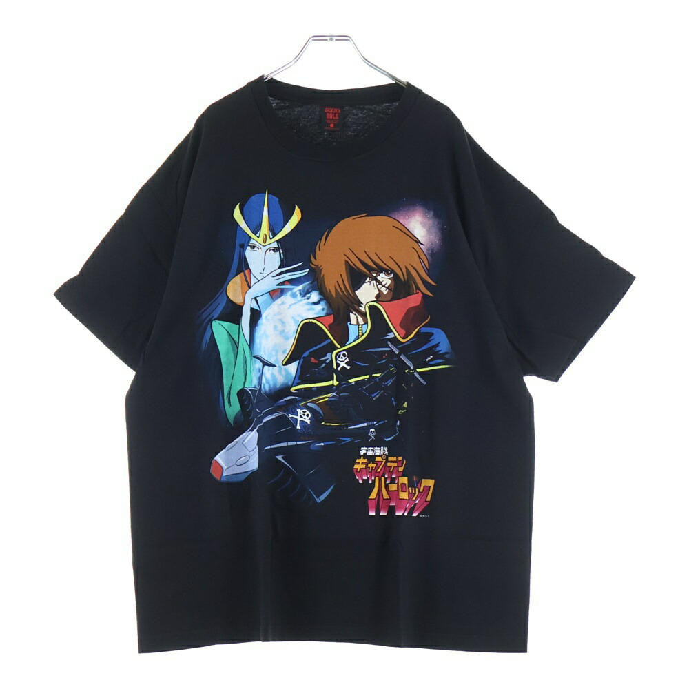 GEEKSRULE(ギークスルール) 大きさ:XXL ×SPACE PIRATE CAPTAIN HARLOCK 全ての存在パイレーツキャプテンハーロック シルクスクリーンプリント クルーネックプルオーバー 半袖プルオーバーカットソー【新古品/中古】【座標軸S】【色合い黒いこと】【取りまわしバス発着場BRING THRIFT CLOSET 幕張店】