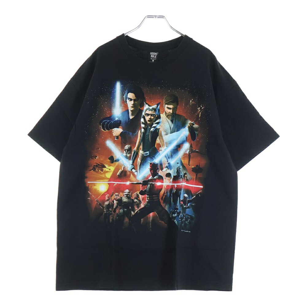 GEEKSRULE(ギークスルール) 大きさ:XL ×STAR WARS THE CLONE WARS スターウォーズ クローンウォーズ シルクスクリーンプリント クルーネックプルオーバー 半袖プルオーバーカットソー 黒いこと【新古品/中古】【座標軸S】【色合い黒いこと】【取りまわしバス発着場BRING THRIFT CLOSET 幕張店】