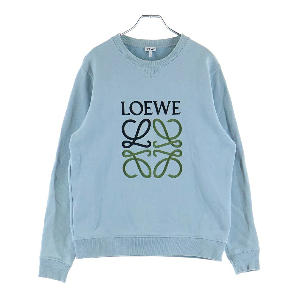 LOEWE(ロエベ) 大きさ:M ANAGRAM SWEAT H6109900CR フロントアナグラムロゴ刺しゅう 労働者の一団のど首長袖スウェットトレーナー 青色【中古】【座標軸B】【色合い青色】【取りまわしバス発着場BRING札幌店】