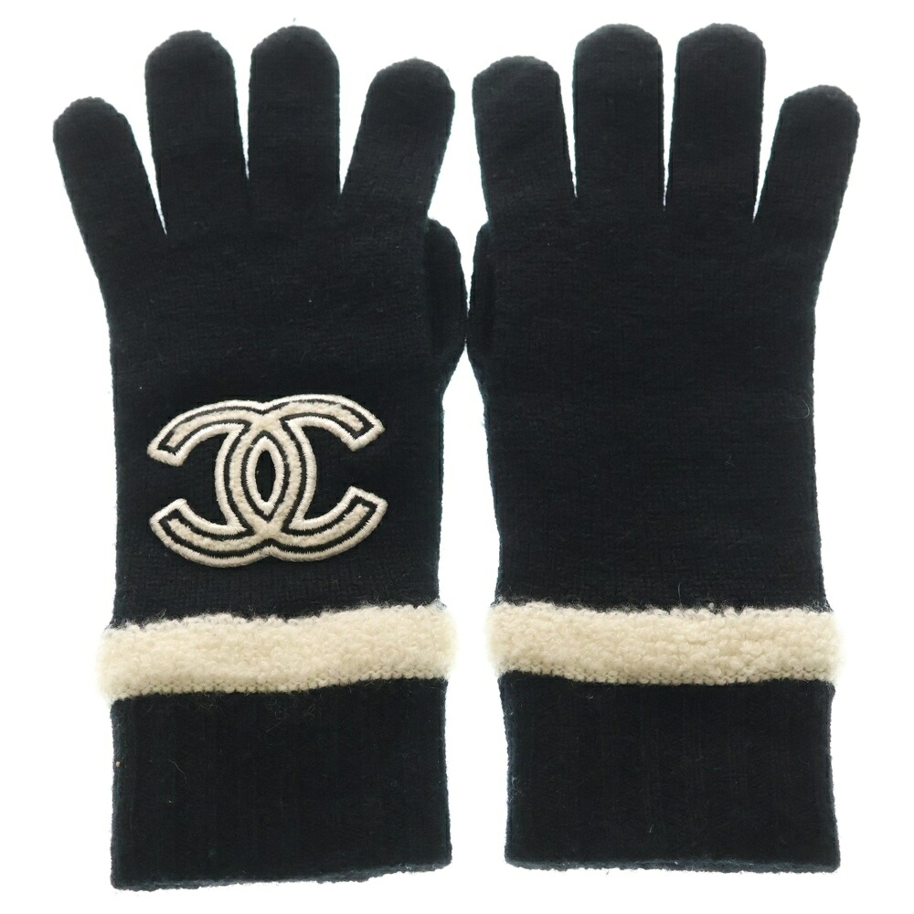 CHANEL(シャネル) ココマーク カシミヤ 地球儀 グローブ 黒いこと【中古】【座標軸B】【色合い黒いこと】【オンライン制限事項商いもの】