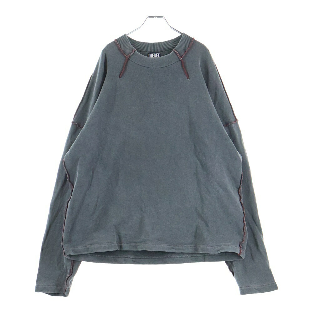 DIESEL(ディーゼル) 大きさ:L S-MOLOCK CREWNECK SWEAT エルボーロゴクルーネック長袖スウェットトレーナー 薄墨色 A06171【中古】【座標軸A】【色つや薄墨色】【取りまわしバス発着場BRING札幌店】