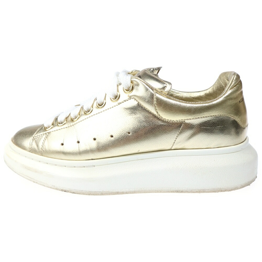 Alexander McQueen(アレキサンダーマックイーン) 大きさ:38 メタリック なめし革 ローカットスニーカー ゴールド レディース【中古】【座標軸B】【色合いゴールド】【オンライン制限事項商いもの】