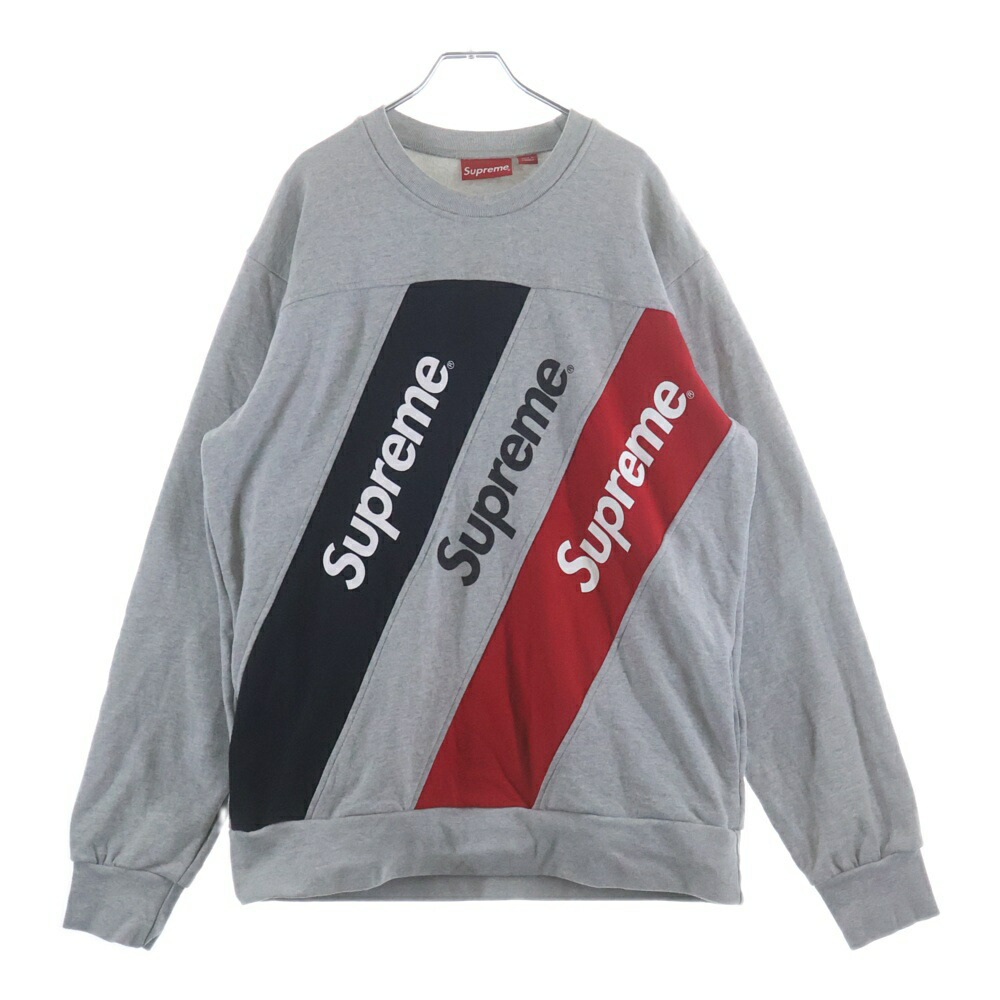 SUPREME(シュプリーム) 大きさ:XL 15SS Athletic Split Crewneck Sweatshirt アスレチック 透き間 労働者の一団のど首長袖スウェットトレーナー 薄墨色【中古】【座標軸A】【色合い薄墨色】【取りまわしバス発着場BRING札幌店】