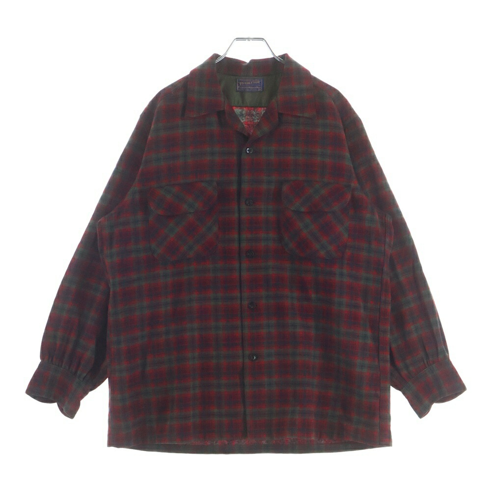 PENDLETON(ペンドルトン) 大きさ:M 60s WOOL CHECK L/S SHIRT 羊毛読み合わせる長袖プルオーバー 赤いこと/黒いこと/カーキ【中古】【座標軸B】【色合いマルチ色合い】【取りまわしバス発着場BRING仙台店】