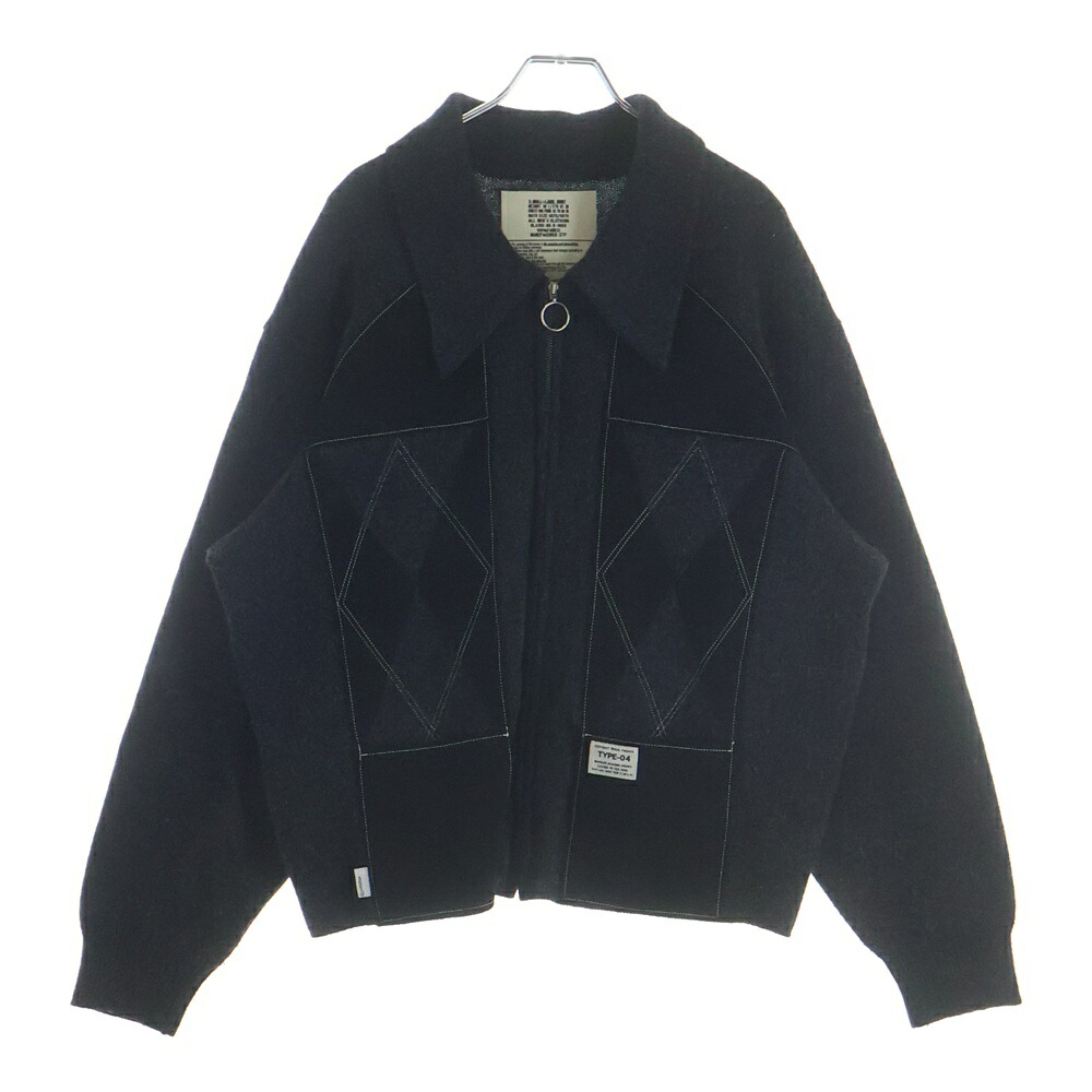 elephant TRIBAL fabrics(エレファントトライバルファブリックス) 大いさ:F SUEDE PATCHWORK ZIP KNIT スエードクロス パッチワーク ジップニット ジップアップ スエードクロスうつり変わり E04-AJN23F【中古】【座標軸B】【色合い黒いこと】【オンライン制限事項商いもの】