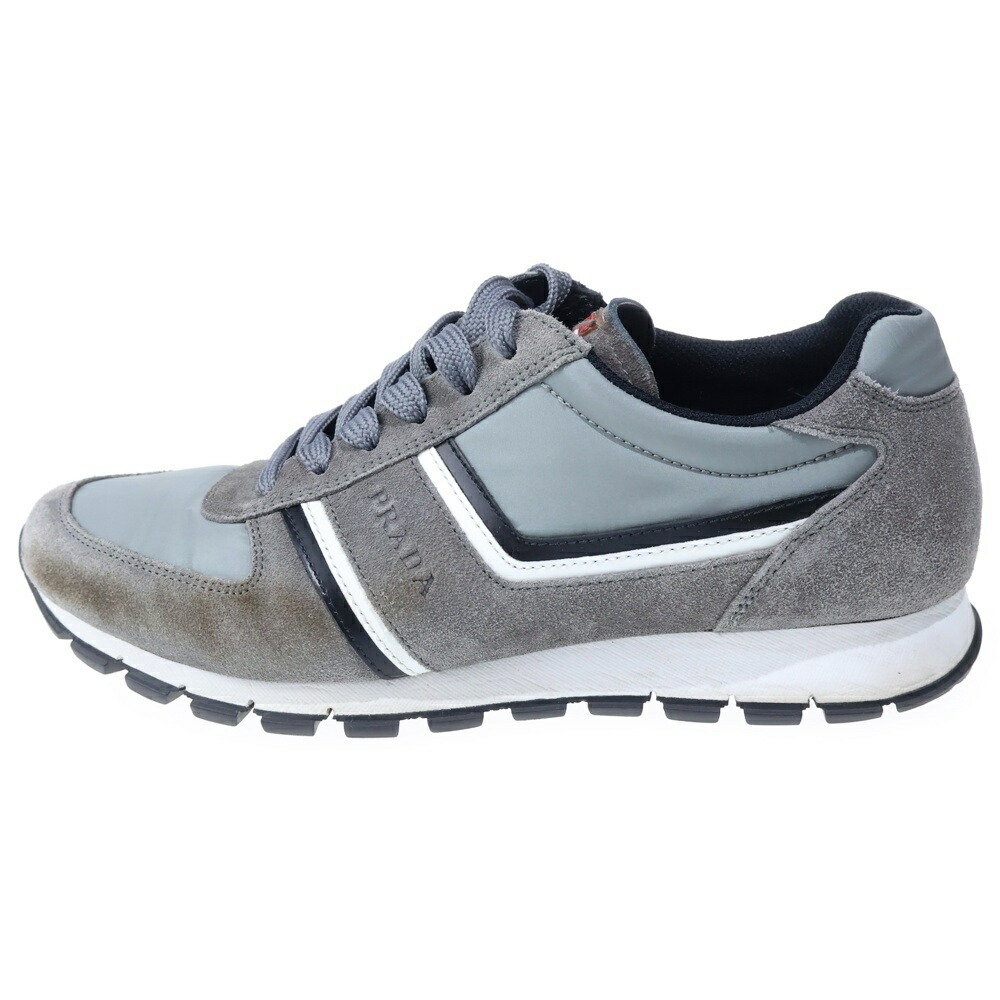 PRADA SPORT(プラダ 運動競技) 大きさ:4E スウェード ローカットスニーカー シューズ 薄墨色【中古】【座標軸B】【色つや薄墨色】【取りまわしバス発着場新宿】