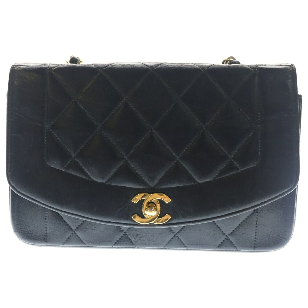 CHANEL(シャネル) ダイアナ22 チェーン店ショルダーバッグ 子ヒツジ素はだ 黒いこと ゴールド金具【中古】【座標軸B】【色合い黒いこと】【オンライン制限事項商いもの】