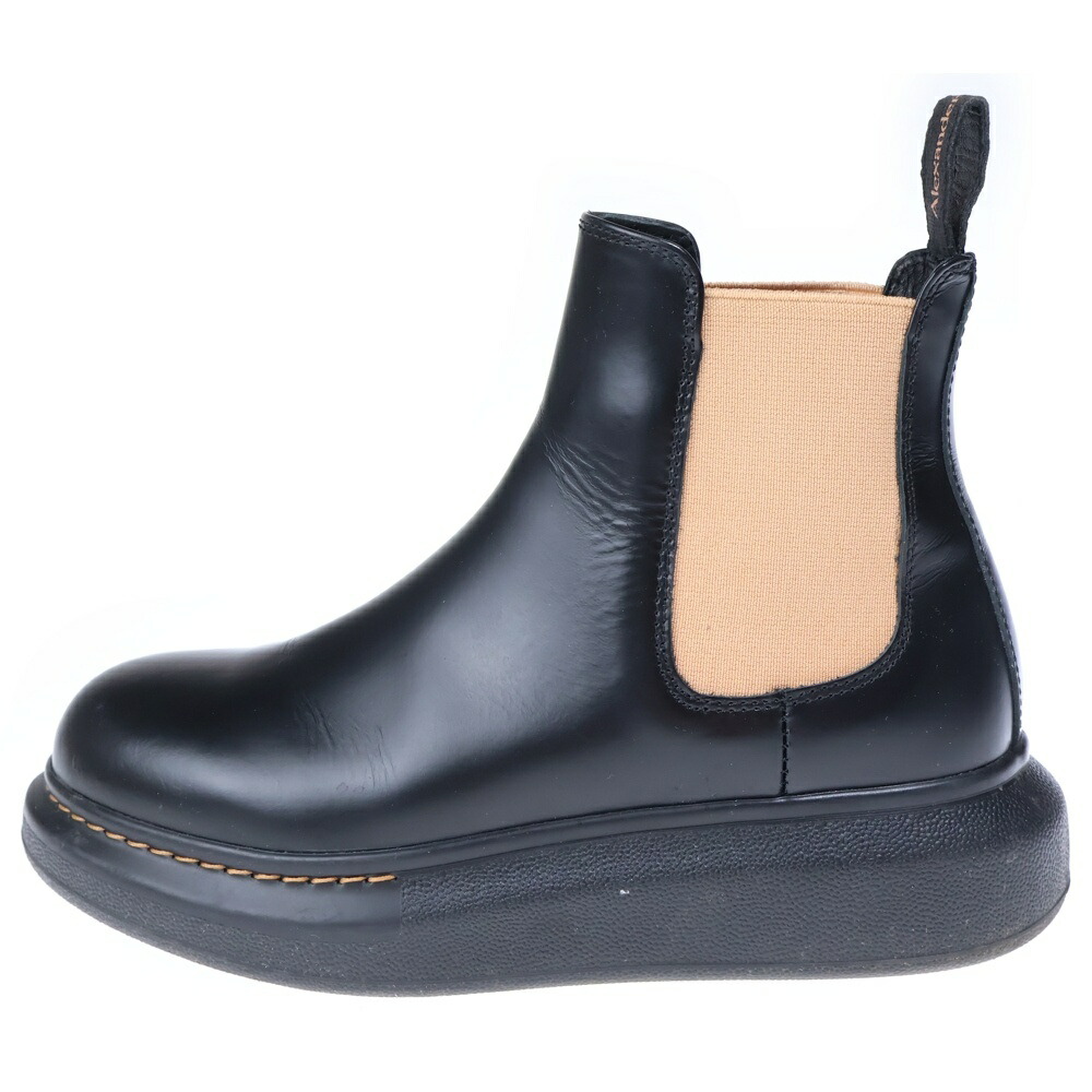 Alexander McQueen(アレキサンダーマックイーン) サイズ:36 レザー サイドゴア ショートブーツ ブラック レディース【中古】【程度B】【カラーブラック】【オンライン限定商品】