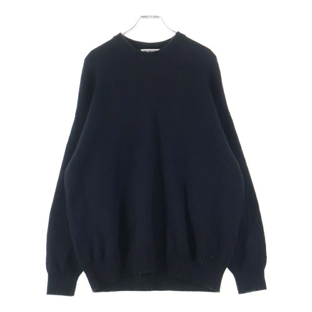BALENCIAGA(バレンシアガ) サイズ:S ロゴエンブロイダリー カシミヤ クルーネックニット セーター ブラック 681983 T4124【中古】【程度B】【カラーブラック】【オンライン限定商品】