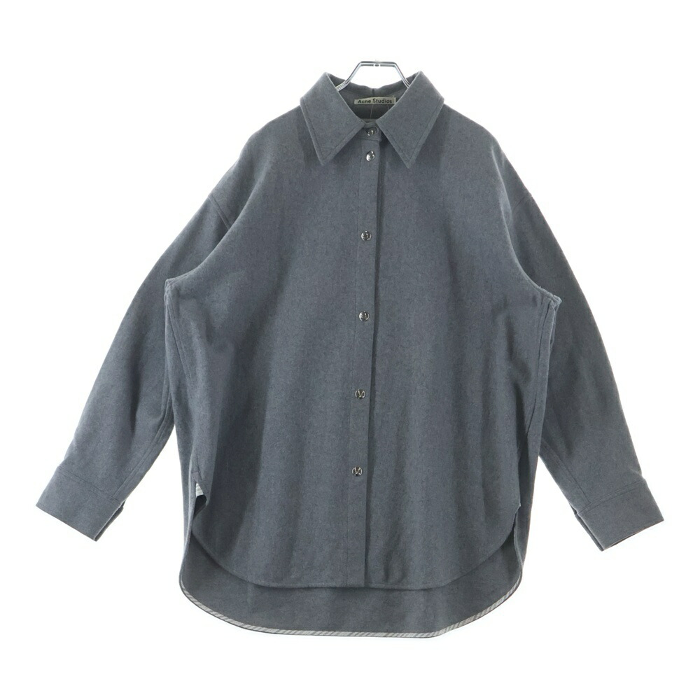 Acne Studios(アクネ ストゥディオズ) 大きさ:40 Flannel Overshirt 向こう正面名取り草 綿ネル 厚地の外套長袖プルオーバー 薄墨色 FN-WN-BLOU000173【中古】【座標軸B】【色合い薄墨色】【取りまわしバス発着場BRING廟堂店】