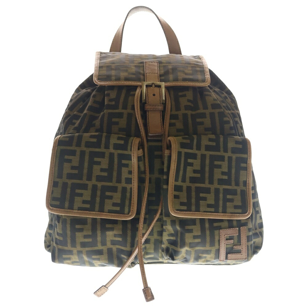 FENDI(フェンディ) ズッカ うしろ側容器に並べる 背嚢 赤銅色 ナイロン×なめし革 7VZ001【中古】【座標軸B】【色つや赤銅色】【取りまわしバス発着場BRING福岡天神店】