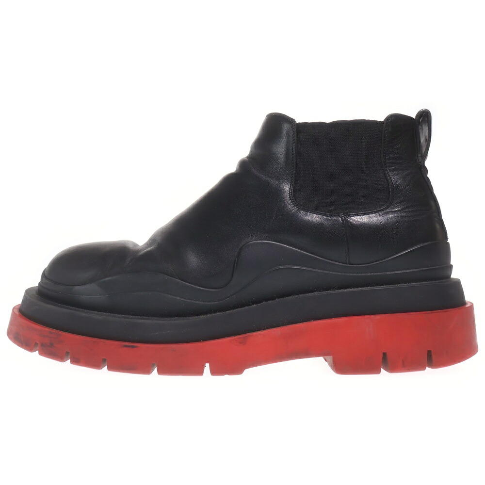 BOTTEGA VENETA(ボッテガヴェネタ) サイズ:42 タイヤアンクル サイドゴアチェルシーブーツ ブラック/レッド【中古】【程度B】【カラーブラック】【オンライン限定商品】｜ブランド買取・販売　BRING