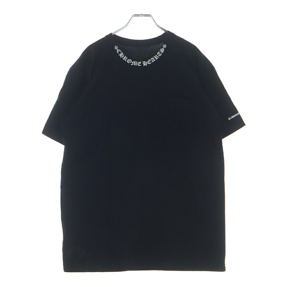 CHROME HEARTS(クロムハーツ) 大きさ:L NECK LOGO TEE ネックロゴプリント半袖プルオーバー 黒いこと【中古】【座標軸A】【色つや黒いこと】【取りまわしバス発着場OneStyle名古屋運動場店】