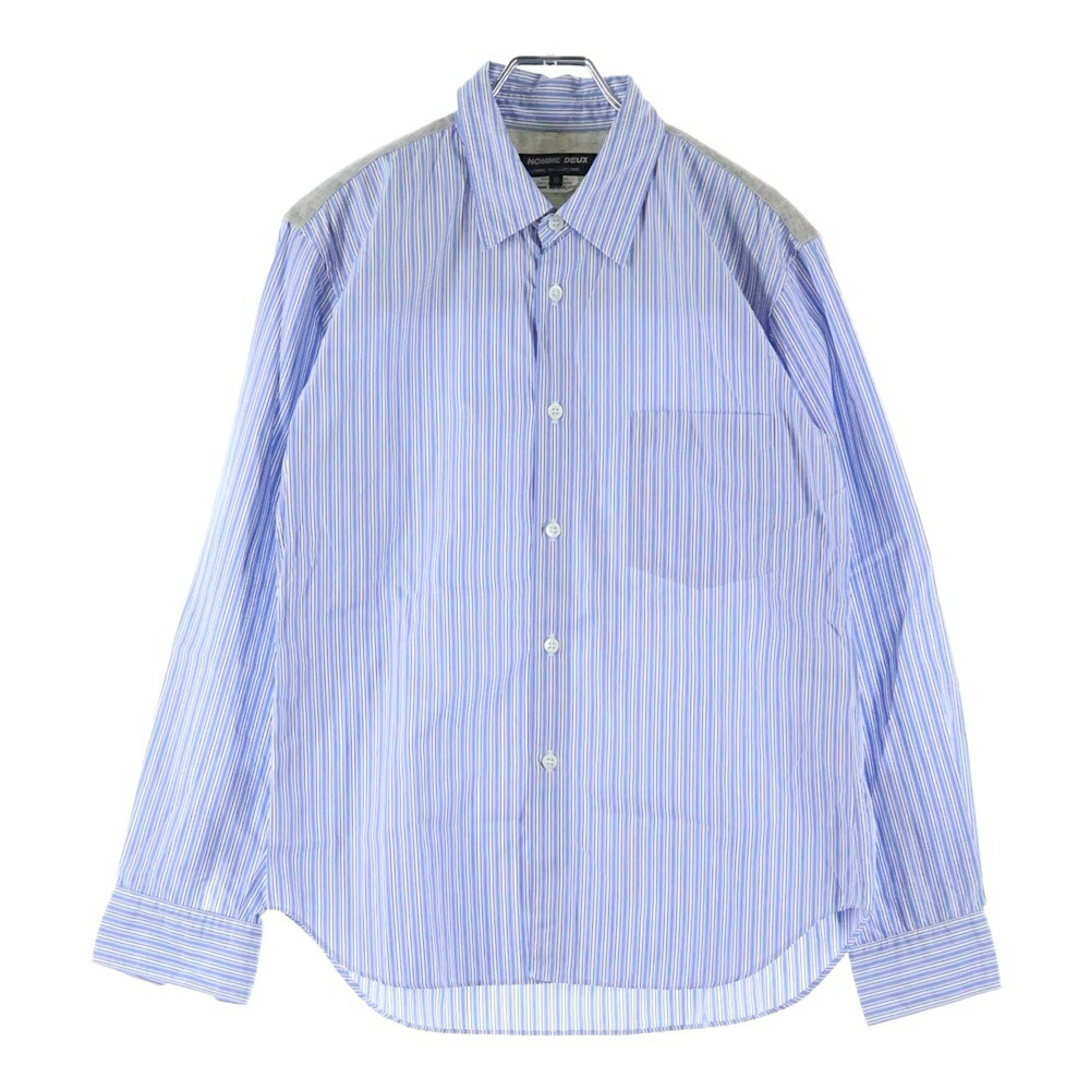 COMME des GARCONS HOMME DEUX(コムデギャルソン オムドゥ) 大きさ:XS 15SS AD2014 羊毛混編み物うつり変わり 縞模様長袖プルオーバー 青色 DO-B036【中古】【座標軸B】【色合い青色】【取りまわしバス発着場AWESOME原宿店】