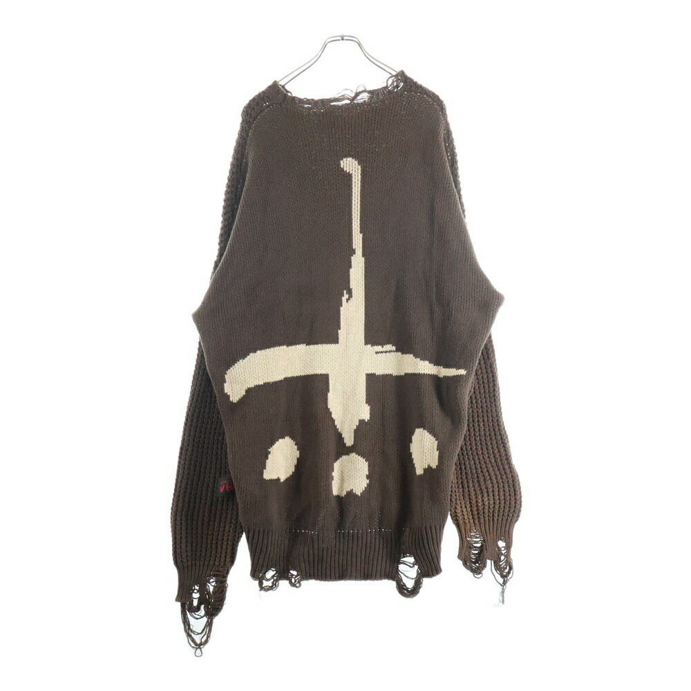 cvtvlist(カタリスト) サイズ:F 22AW CRASH KNIT アンダークロス クラッシュ ニット セーター ブラウン 2201100301【中古】【程度B】【カラーブラウン】【オンライン限定商品】