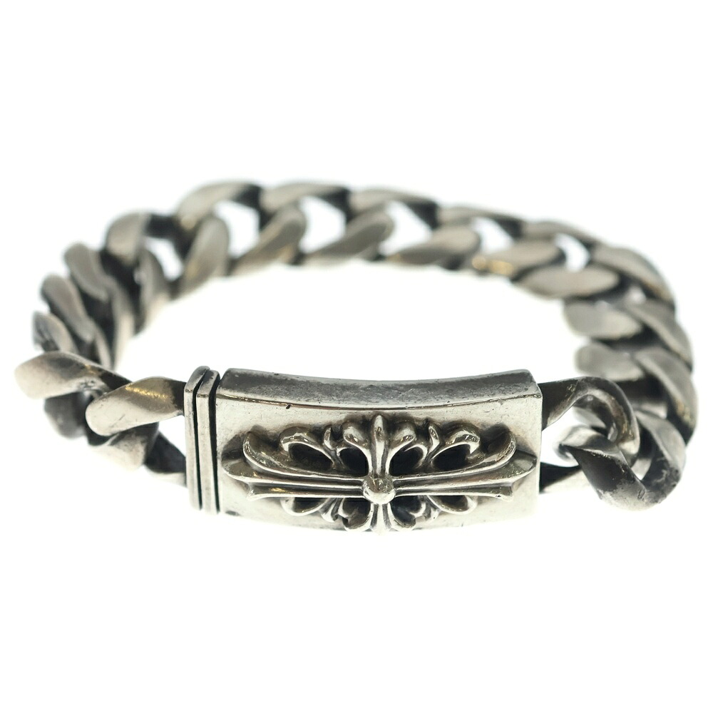 CHROME HEARTS(クロムハーツ) 大きさ:14LINK OLD ID SHORT FLORAL CRS フローラルクロス 遊撃手ID古典派音楽繋がり 腕輪 14LINK しろがね色【中古】【度合いB】【色つやしろがね色】【取りまわしバス発着場原宿】