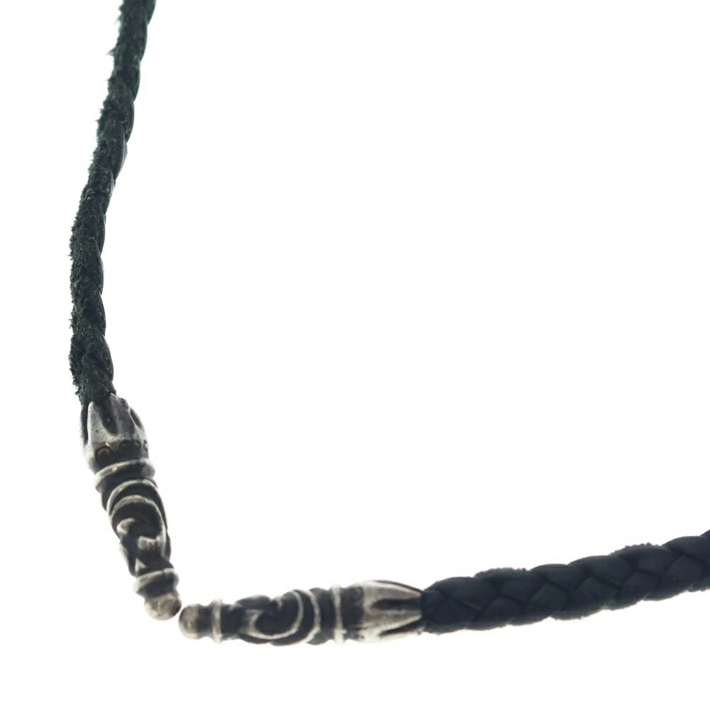 CHROME HEARTS(クロムハーツ) LEATHER BRAID SCROLL ネックレス レザーブレイドネックレス ブラック/シルバー BCA377【中古】【程度B】【カラーシルバー】【取扱店舗BRING京都河原町店】|ブランド買取・販売 BRING